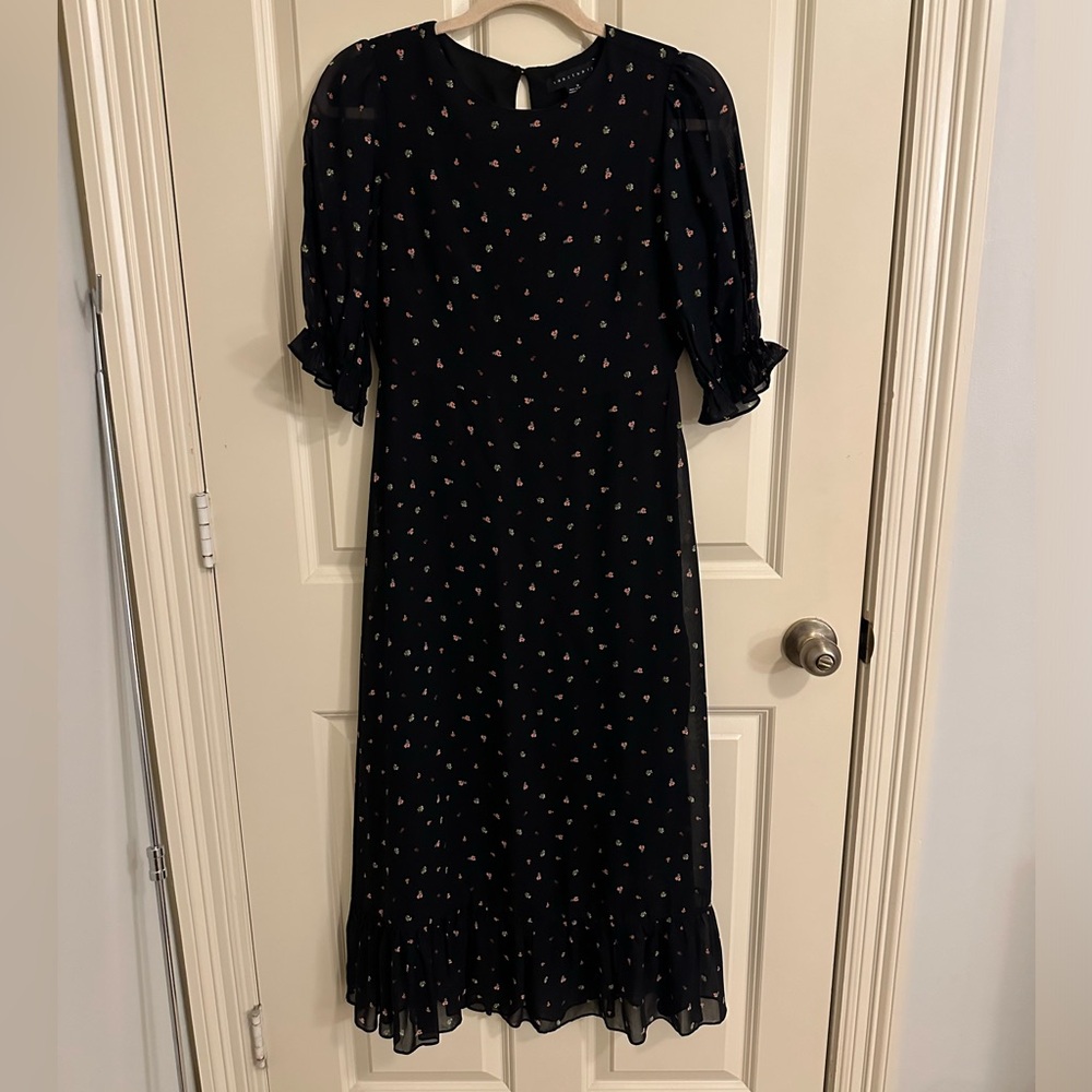 Black with flower print maxi dress size 2